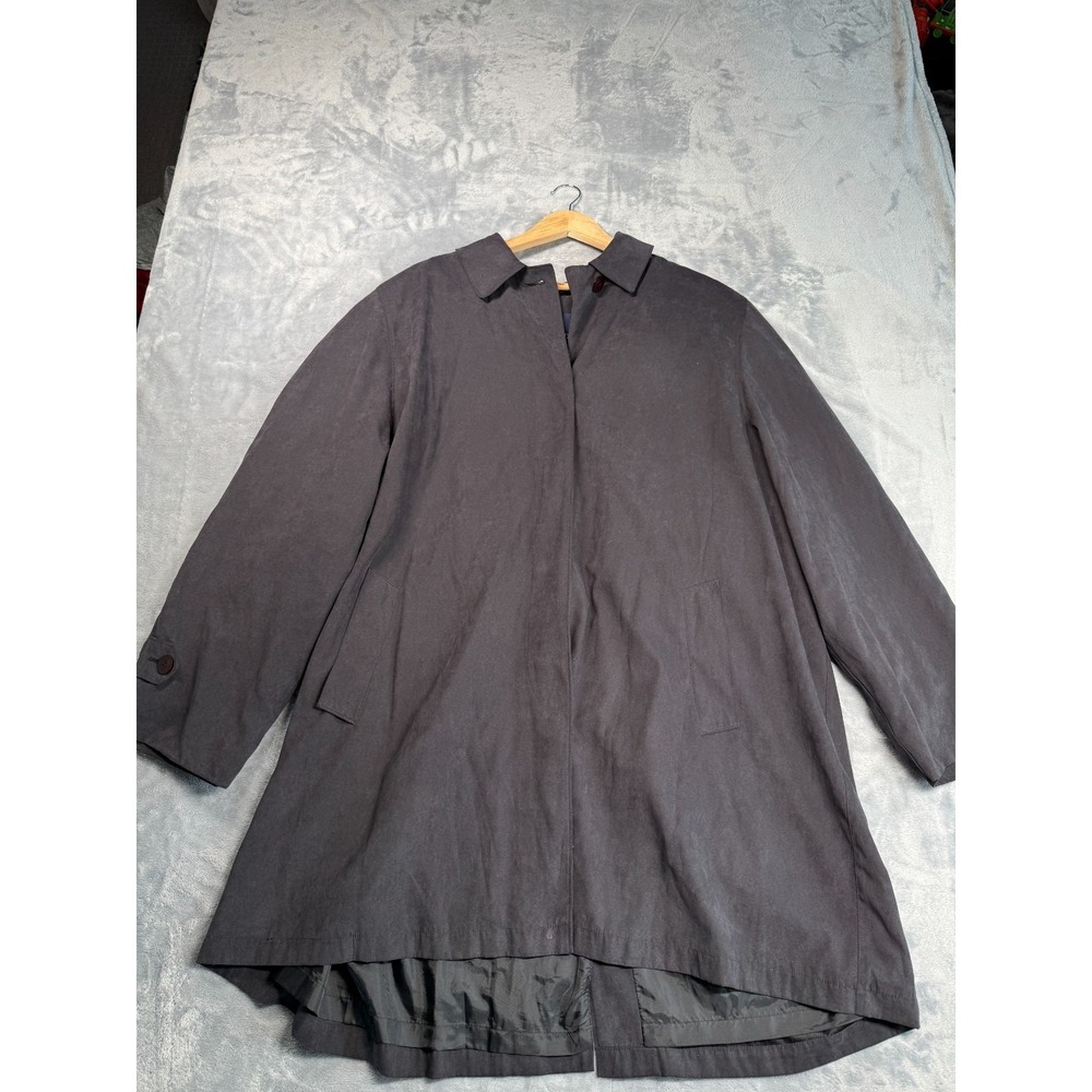 London Fog Overcoat Womens 3X Black Lined Collared Long Sleeve Single Breasted